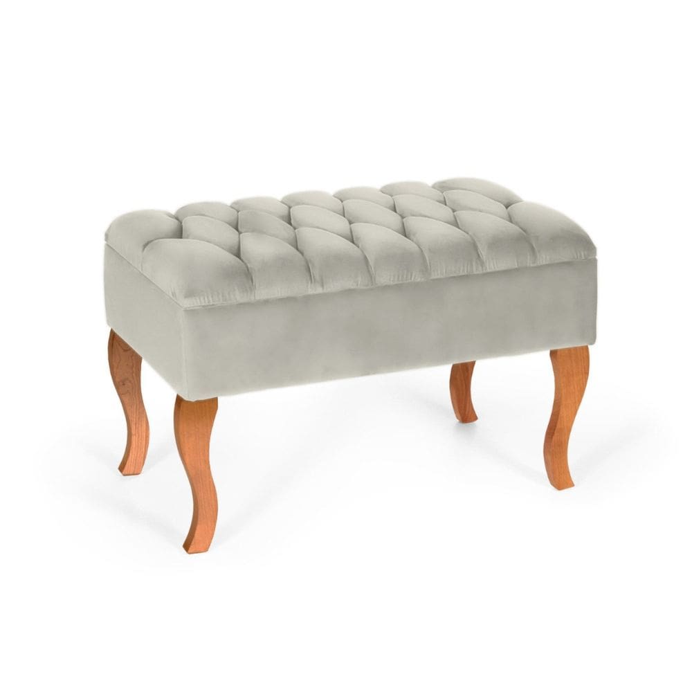 Puff Banqueta Soffia Decorativo Captonado para Sala ou Quarto Bege