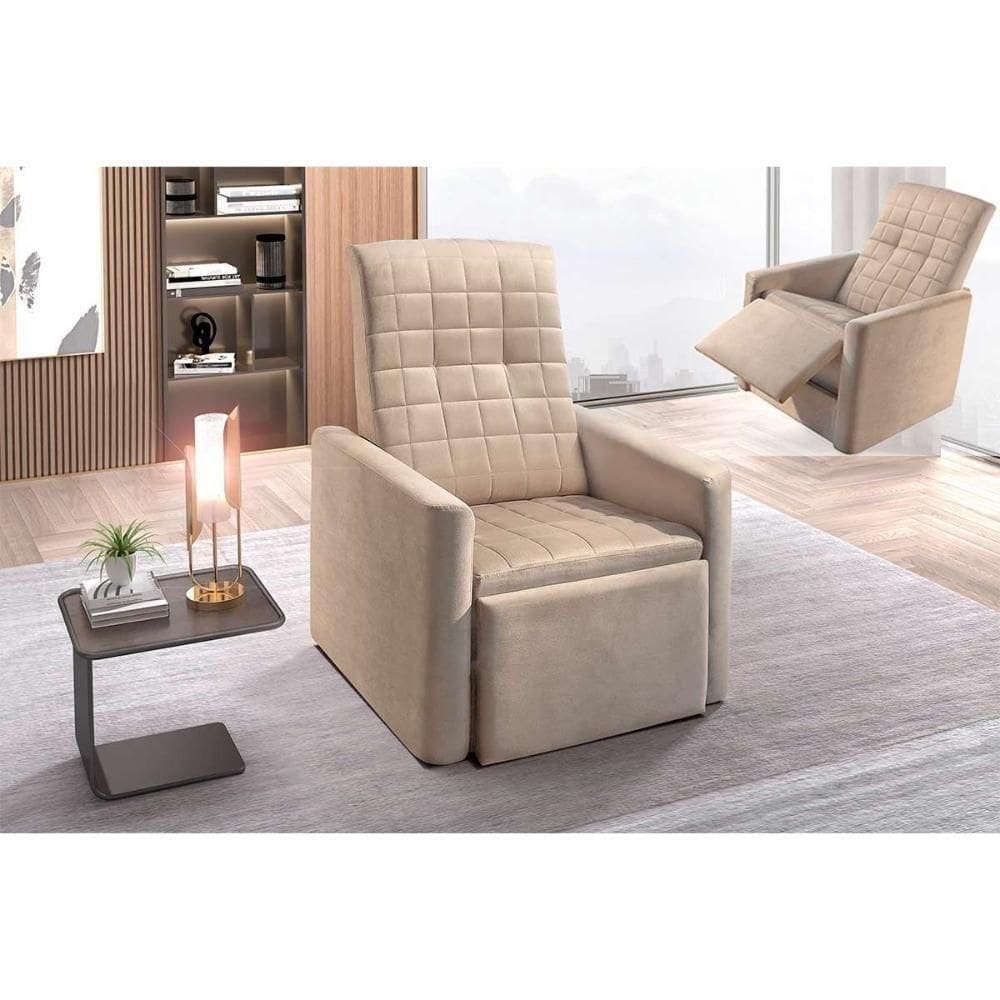 Poltrona Casal Reclinável Do Papai Top Bege - Paropas