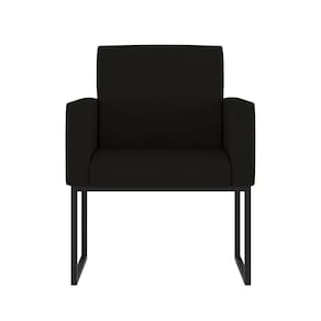 Cadeira Poltrona Com Base De Ferro Courino Preto Reforçada Cor: Preto