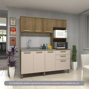 Cozinha Compacta 8 Portas E 2 Gavetas Luciane Móveis Carvalho Avelã Cinnamon