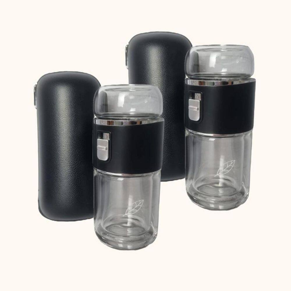 Kit 2X: Garrafa Vidro Com Infusor E Case Para Chá Ah Natu