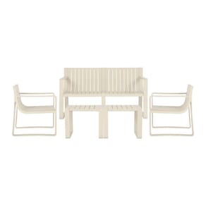 Conjunto 5 Peças área Externa Bahamas 2 Poltronas 2 Mesas De Centro 1 Sofá 120cm Em Fibra Natural Bambu G56 - Gran Belo