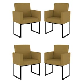 Kit 04 Cadeiras Poltrona Decorativa Para Sala Quarto Preto Cor: Capuccino