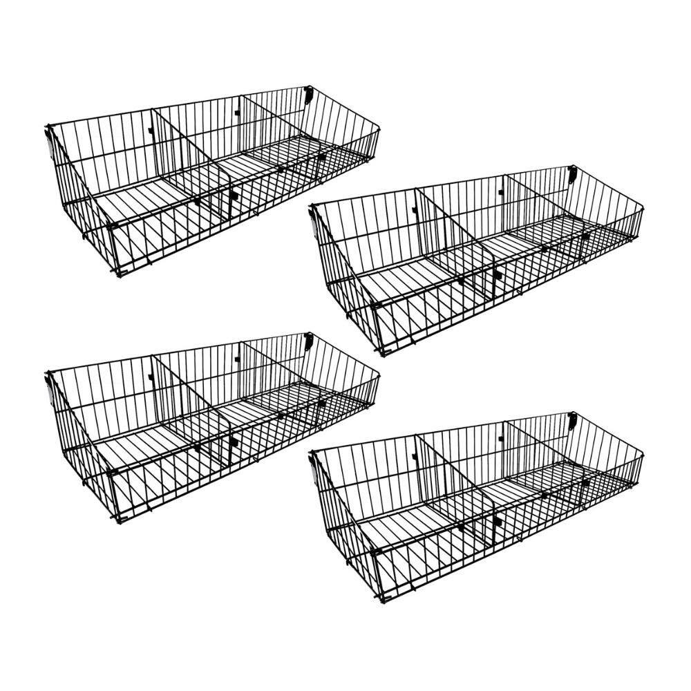 Kit - 4 Cestos 30cm Com Divisórias Para Organização de Gôndola Preto New Plus - Sa Gondolas