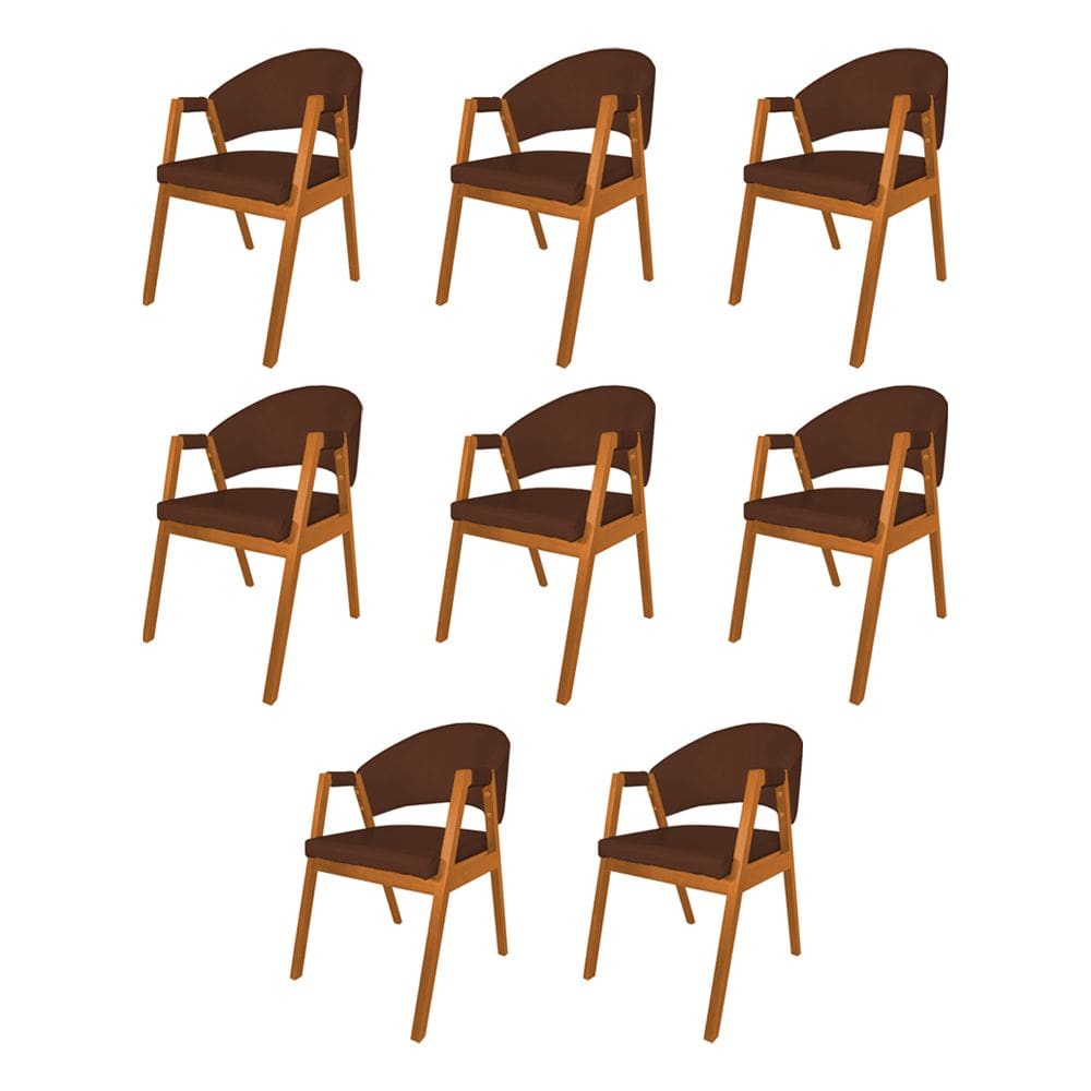 Kit 8 Cadeiras De Jantar Madeira Maciça Cerejeira Premium Helen Facto Whisk
