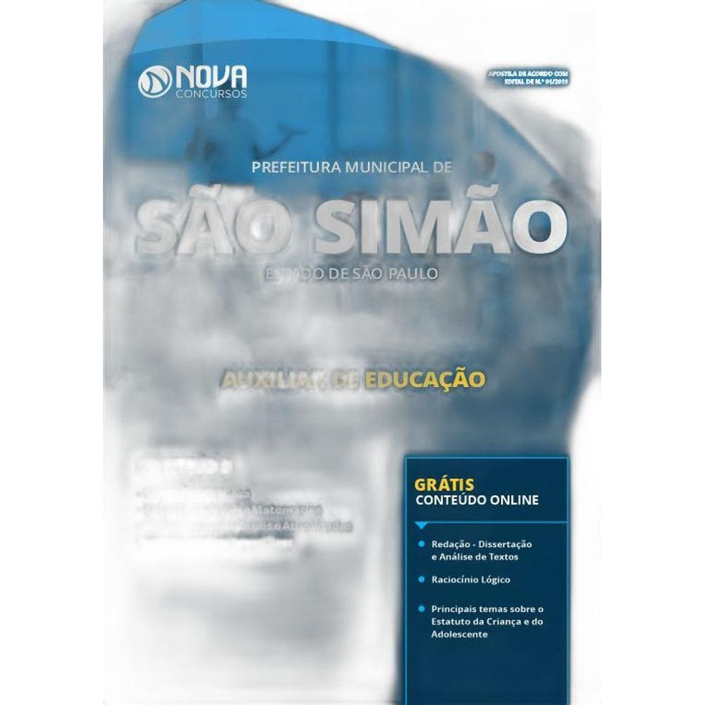 Apostila São Simão  SP 2019  Auxiliar de Educação