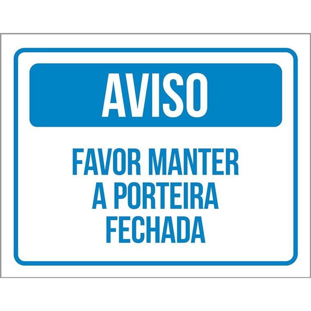 Kit 3 Placas Aviso Favor Manter Porteira Fechada
