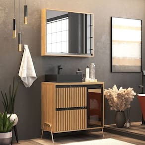 Gabinete de Banheiro 80cm com Cuba e Armário Ref 821 Itapuã/Portoro