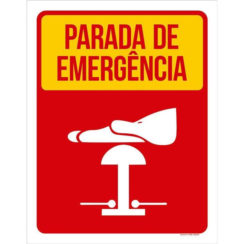 Placa Sinalização Aviso Parada De Segurança 36X46