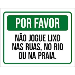 Kit 3 Placas Por Favor Não Jogue Lixo Ruas Rio Praia
