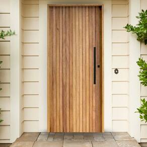 Porta Ripada Cedro Batente 14 Fechadura Rolete Puxador Barra Chata 600cm 92 X 210 Esquerdo
