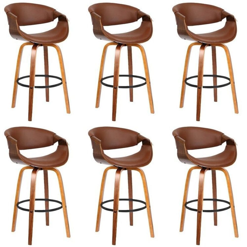 Kit com 6 Banquetas Base de Madeira Nicole Marrom