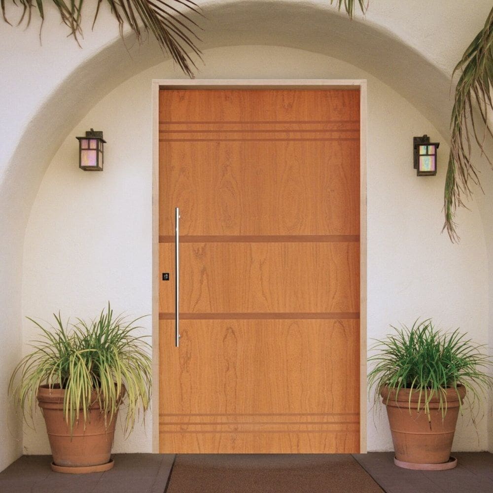 Porta Pivotante Belíssima Imbuia 7 Padrão Batente 14 Puxador Tubo 60cm 140 X 210 Esquerdo Natural