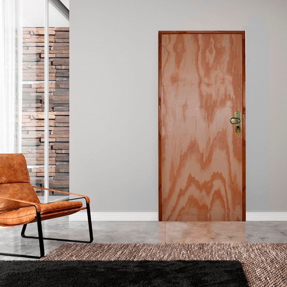 Porta Lisa Mescla Batente Ecológico 09 Fechadura Externa 100 X 210 Direito Natural