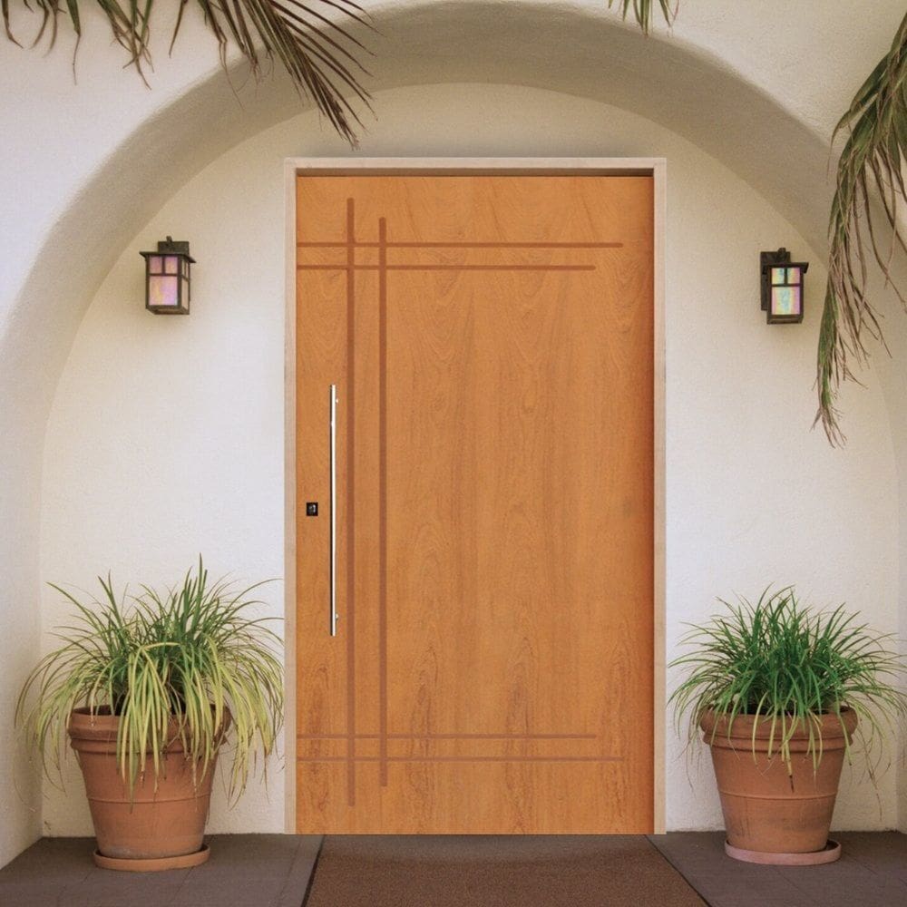 Porta Pivotante Belíssima Imbuia 9 Padrão Batente 14 Puxador Tubo 60cm 110 X 210 Direito Natural