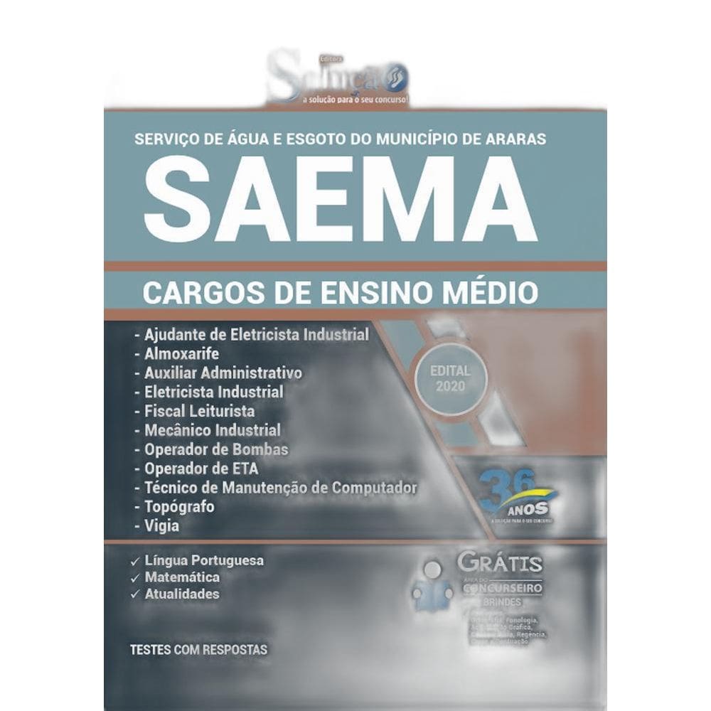 Apostila Concurso Saema Araras Sp - Ensino Médio