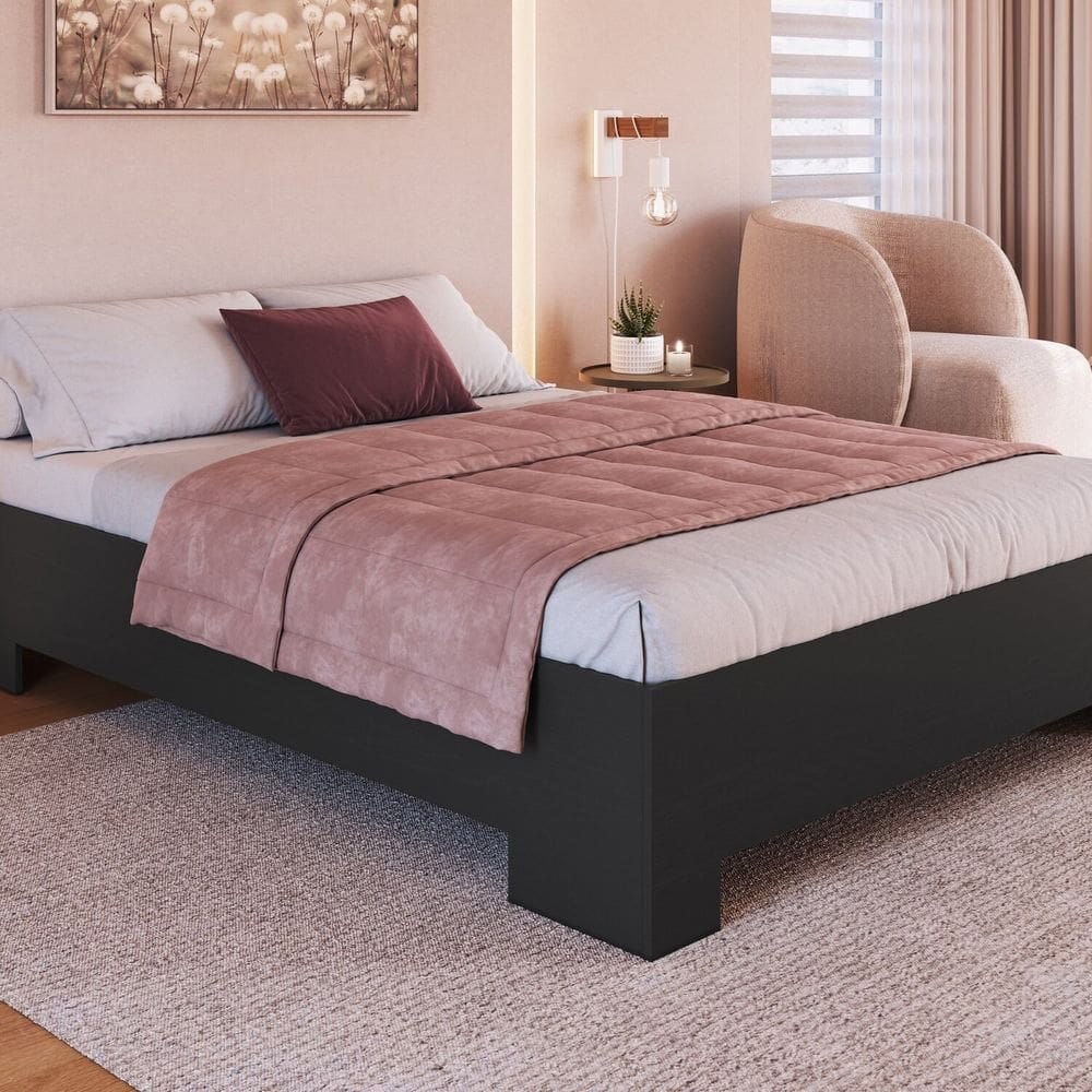 Cama de Casal Box com Estrado Fixo 140 Xangai Grafite