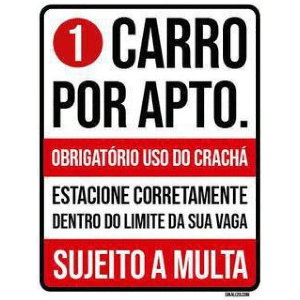 Kit 5 Placas Condominio Garagem 1 Carro Por Apartamento