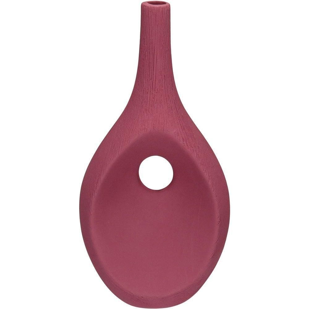 Vaso Decorativo Enfeite Casa Aparador Garrafa Home&co Cerâmica 37x19x12cm Terracota