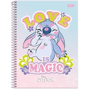 Caderno Stitch Universitário 1 Matéria Espiral Escolar