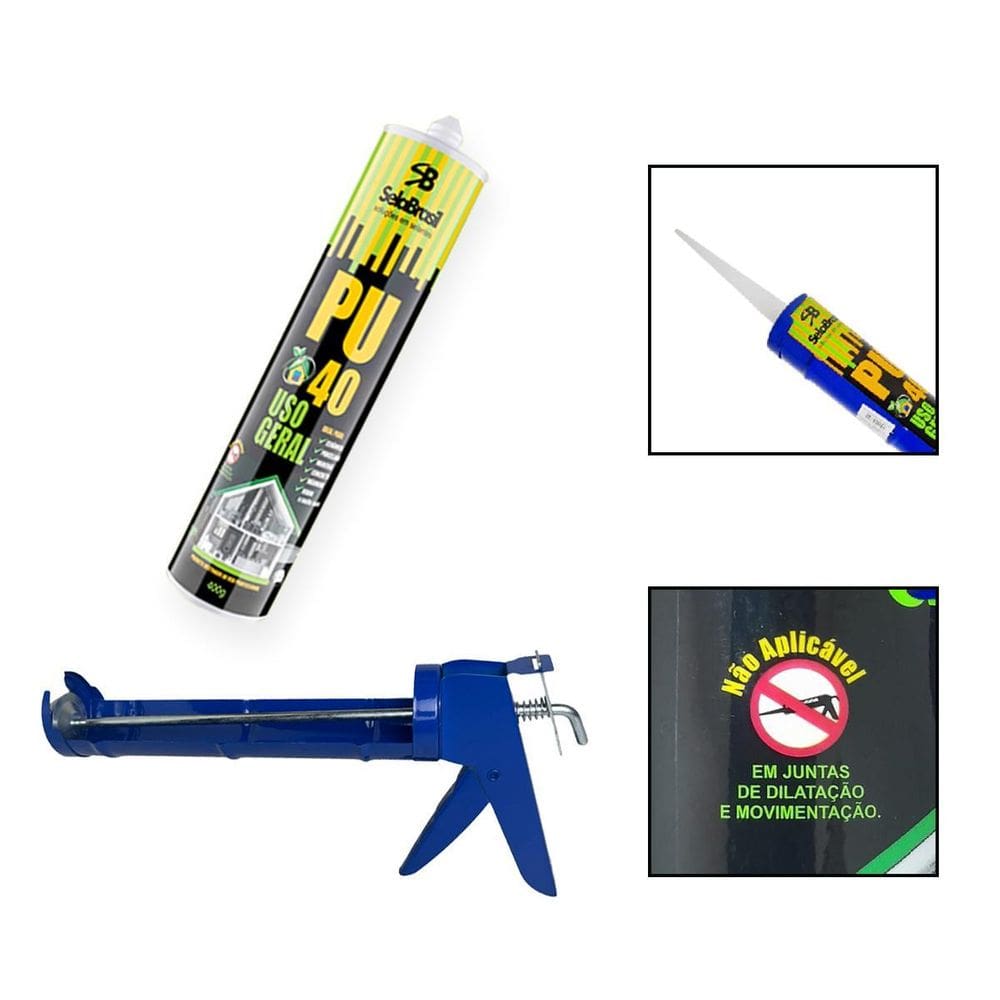 Kit Cola Adesiva Selante Pu40 Uso Geral Branco Com Aplicador