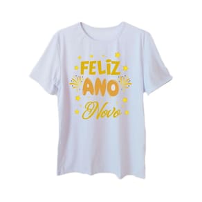 Camiseta Adulta Masculina Manga Curta Feliz Ano Novo
