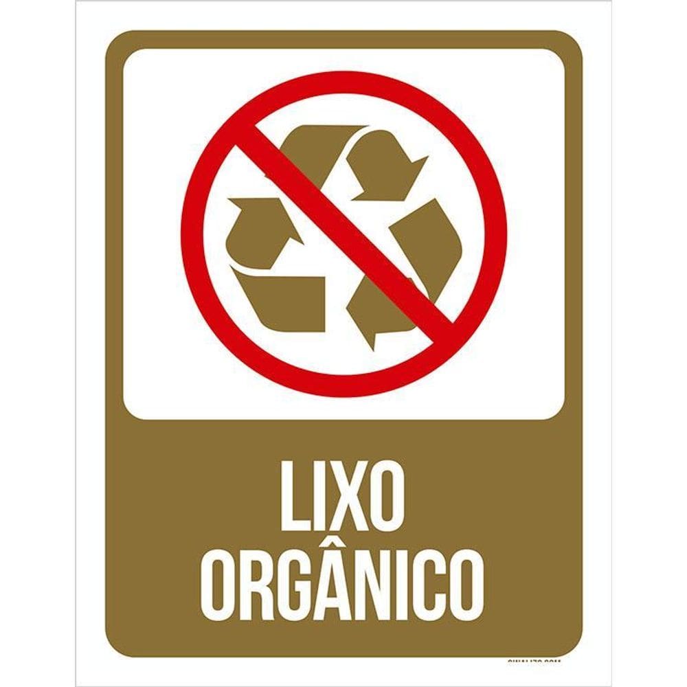 Placa De Sinalização Advertência - Lixo Orgânico 36X46