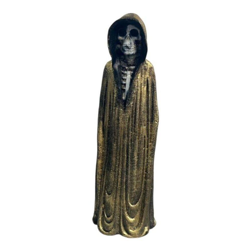 Escultura Exú Caveira Em Pé Com Manto 22 Cm Em Resina- Cor
