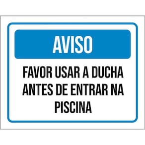 Kit 3 Placas Azul Favor Usar Ducha Antes Piscina