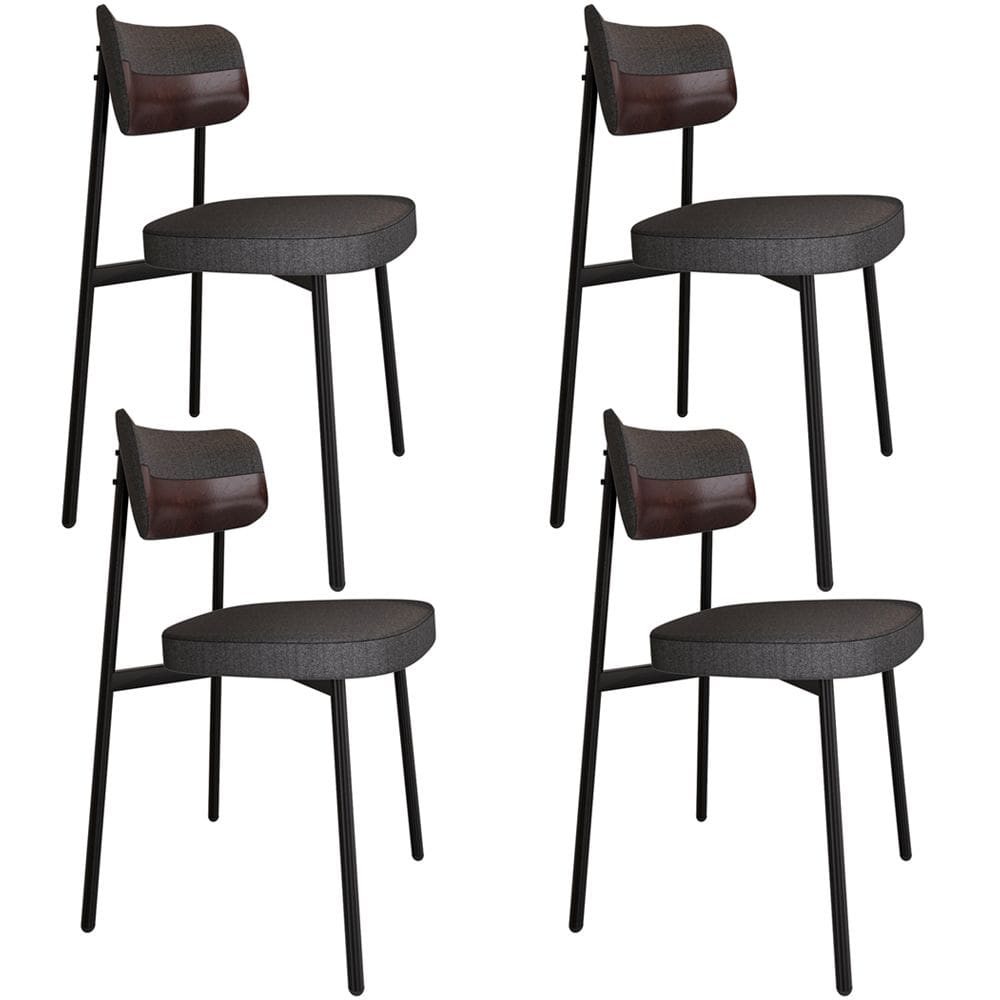 Kit 04 Cadeiras Estofada Para Sala de Jantar Astrid Preto C01 Linho Preto Courino Café - Lyam Decor