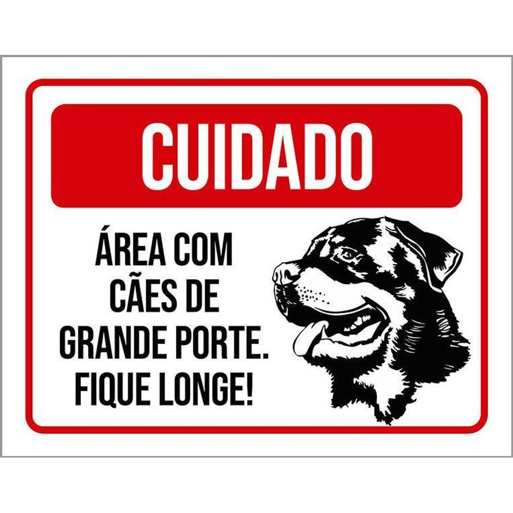 Placa Cuidado Cão Área Cães Grande Porte Fique Longe 36X46