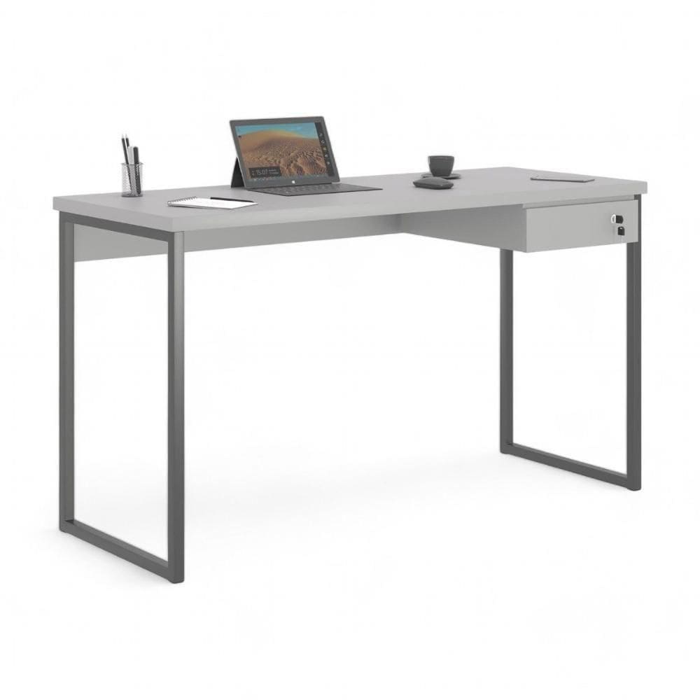 Mesa Home Office Escrivaninha Industriale 1,20 Cinza Com Gaveteiro