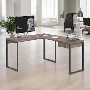 Mesa Home Office Escrivaninha L Shine Affara Com Gaveteiro