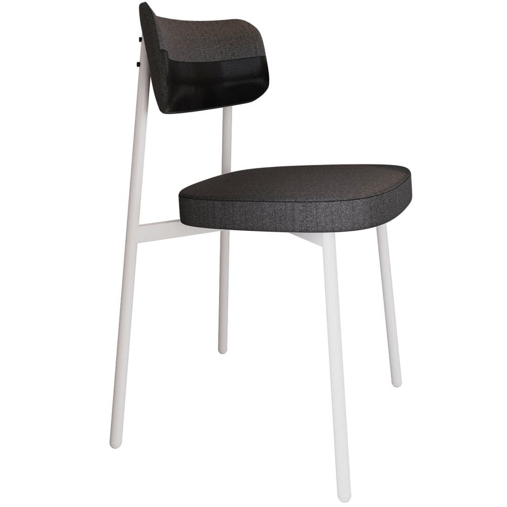 Cadeira Estofada Para Sala de Jantar Astrid Branco C01 Linho Preto Courino Preto - Lyam Decor