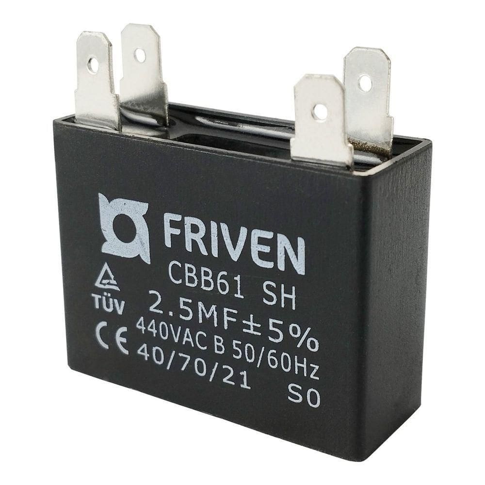 Capacitor Caixa Preto 2.5 Uf 440v Quadrado