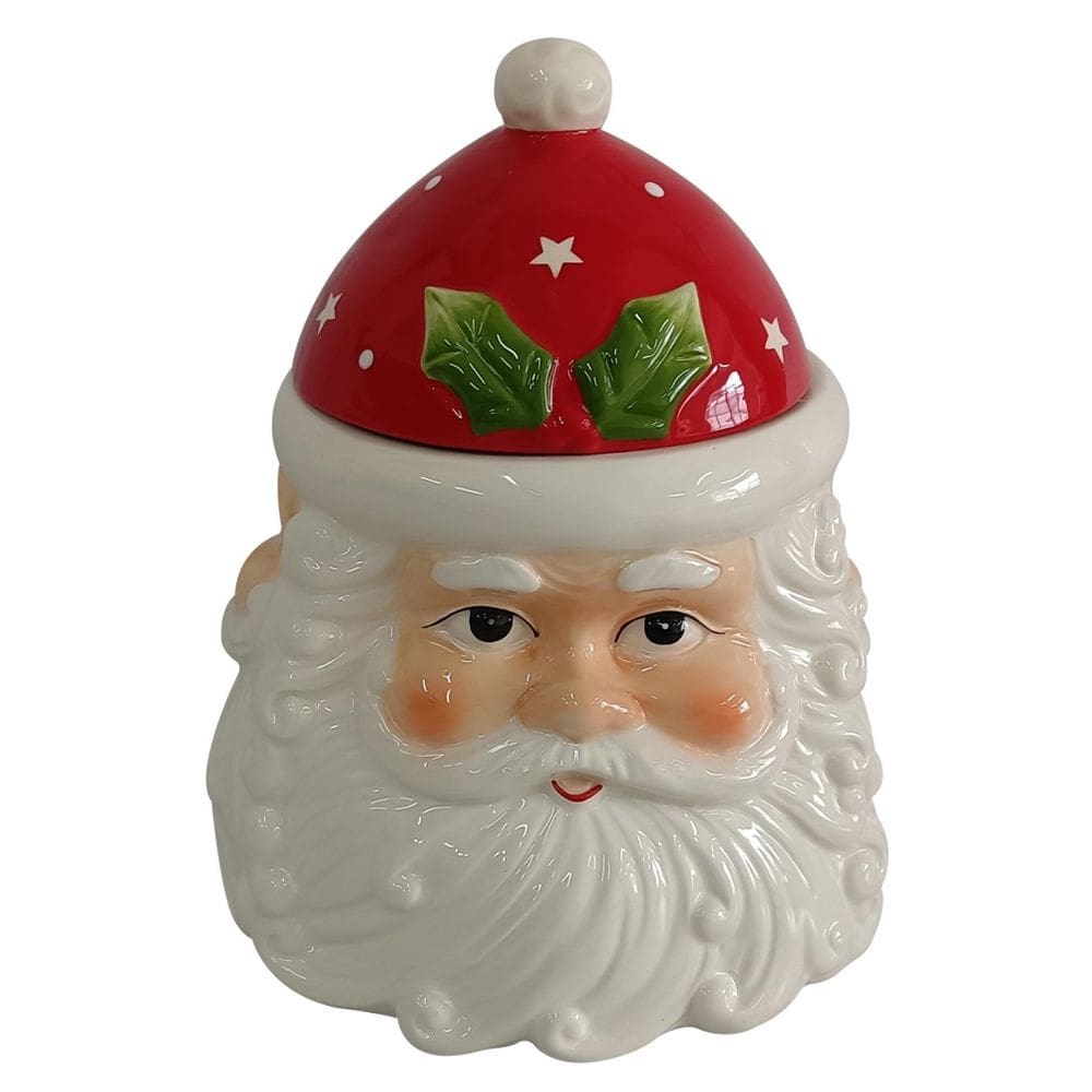 Pote De Cerâmica Natal Rosto Papai Noel De Cerâmica 23Cm