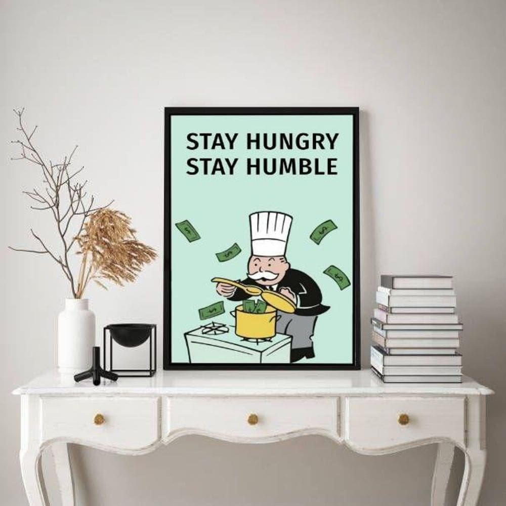 Quadro Stay Humble - Sr. Monopoly 24X18Cm - Com Vidro
