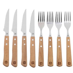 Kit Para Churrasco Inox Cabo De Madeira Premium 8 Pcs