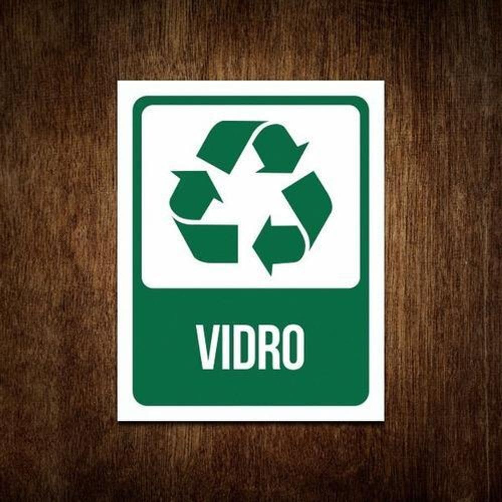 Placa De Sinalização Advertência - Lixo Vidro 36X46