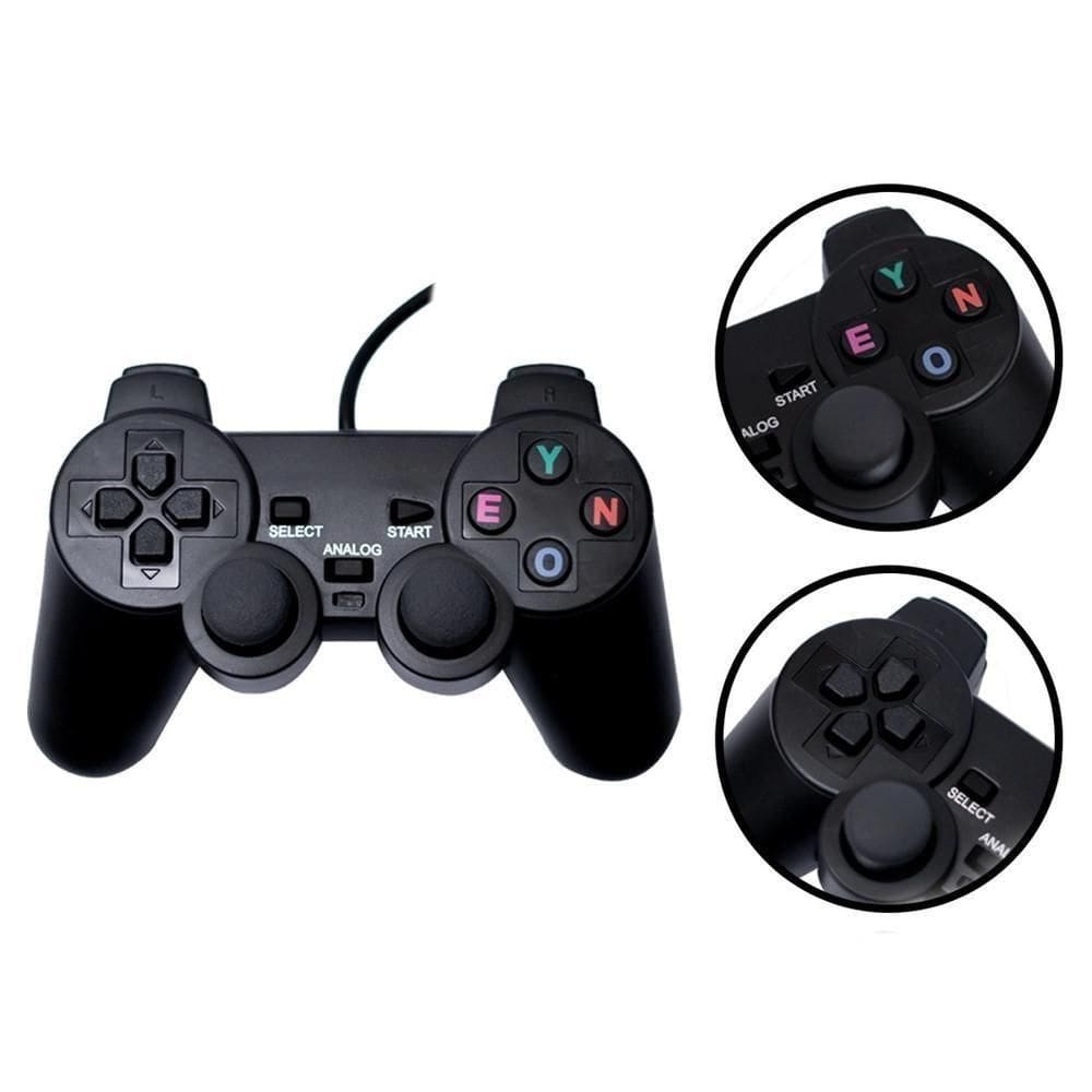 Kit 2 Controles PS2 Com Fio Manete Jogos Alta Resistência