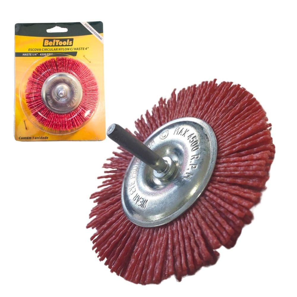 Escova Circular em Nylon Seccionada c/ Haste 4x1/4 Beltools