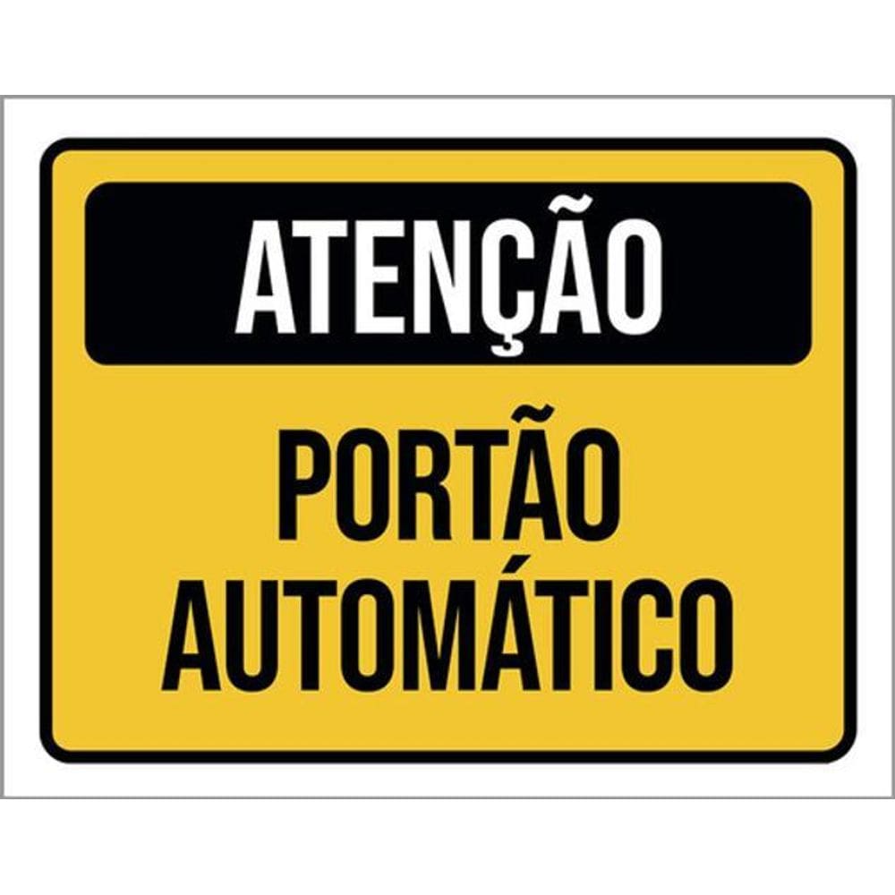 Kit 3 Placas Amarela -Atenção Portão Automático
