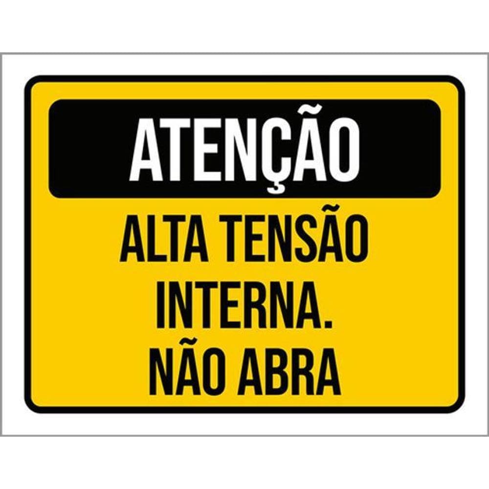Kit 3 Placas De Sinalização - Atenção Alta Tensão Interna