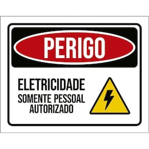 Kit 5 Placas Perigo Eletricidade Pessoal Autorizado 27X35