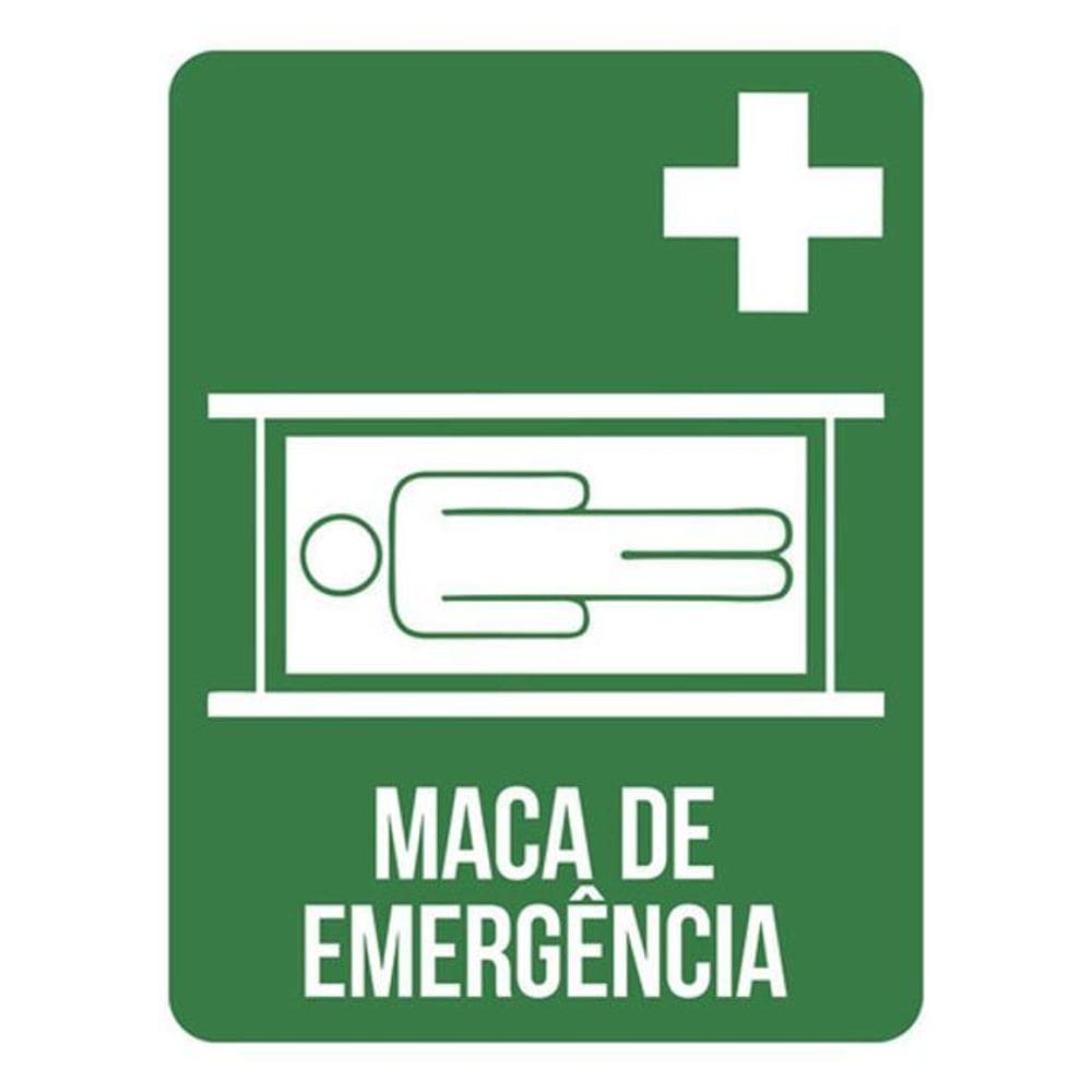 Kit 3 Placas Sinalização - Maca De Emergência Verde Ícone