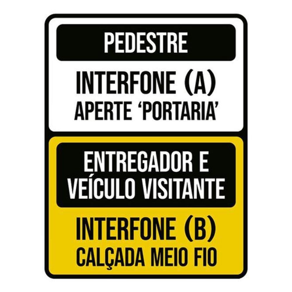 Kit 3 Placas Interfone Pedestre Entregador Veículo Visitante