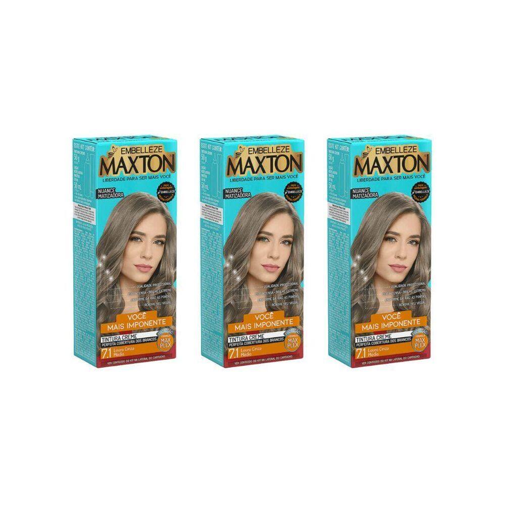 Coloraçao Maxton 7.1 Louro Cinza Medio-Kit C/3Un