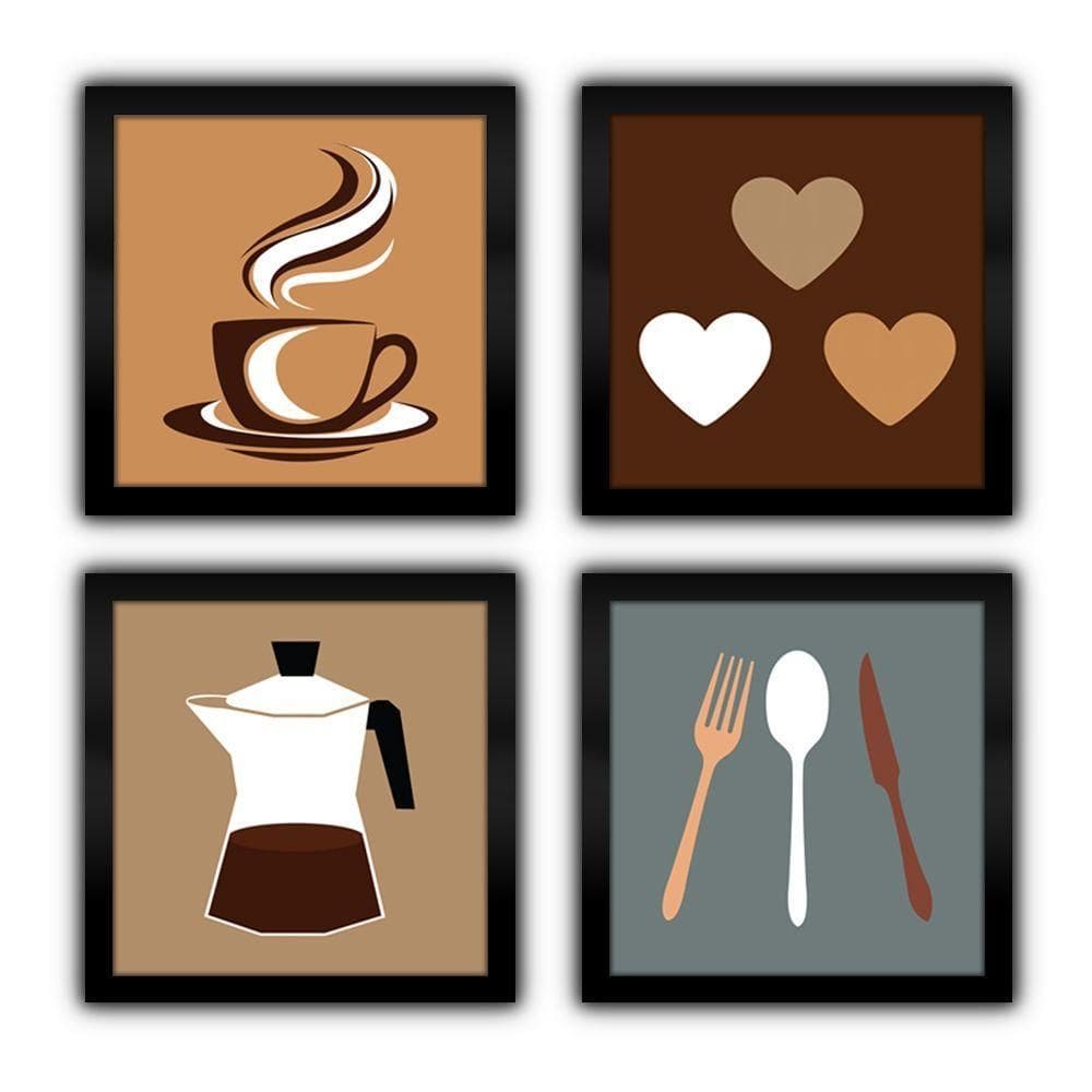 Quadro Cozinha Copa Cantina Objetos Café Xícara Preta