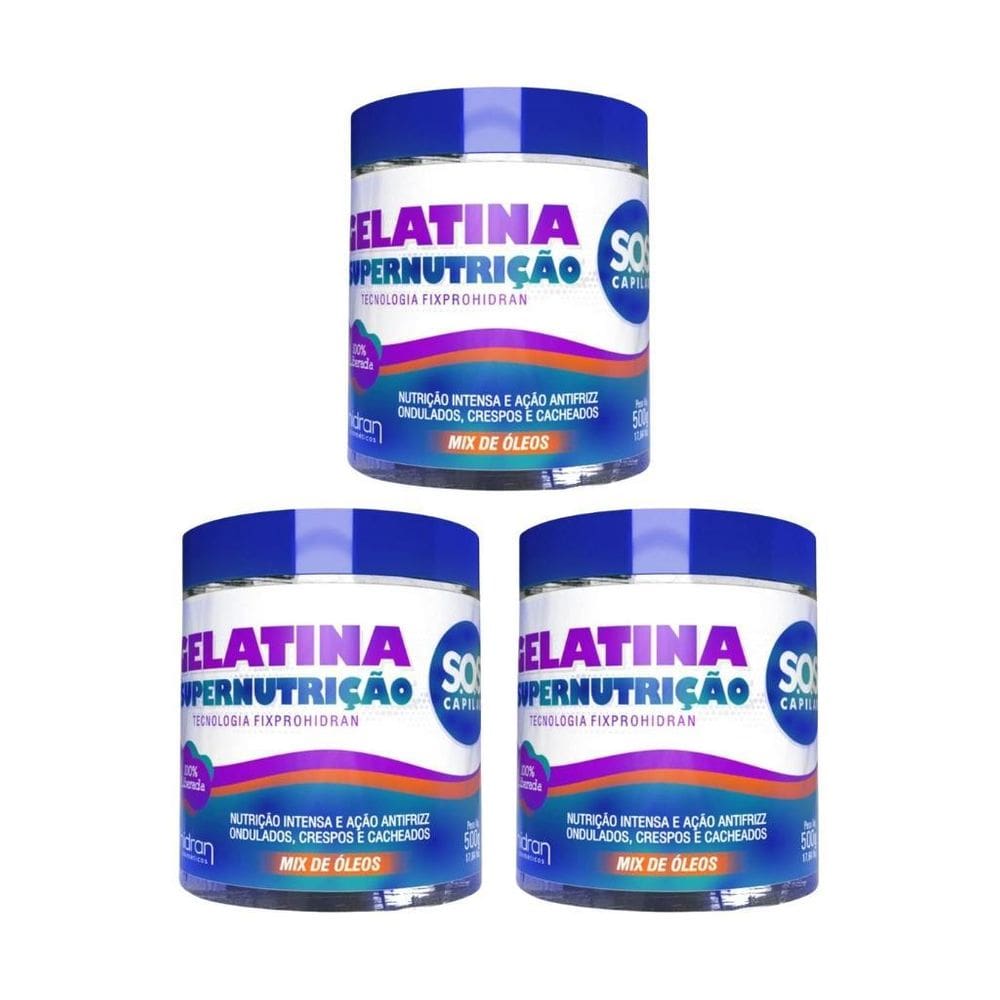 Gelatina Hidran 500G Sos Super Nutriçao - Kit Com 3Un