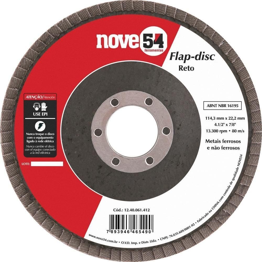 Flap Disc 4.1/2 G40 Costado Fibra Reto Para Aço Carbono - N